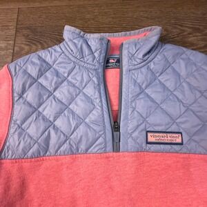 Vieyard Vines Quilted Kids Quilted Shep Shirt, Salmon Gray Pullover L 16 Classic